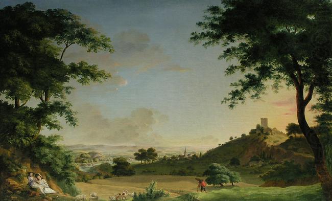 Flusslandschaft mit Liebespaar, Jacob Philipp Hackert